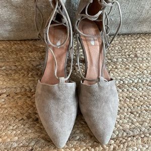 Free People x Jeffrey Cambell gladiator heels pumps taupe suede 8.5 LKNU